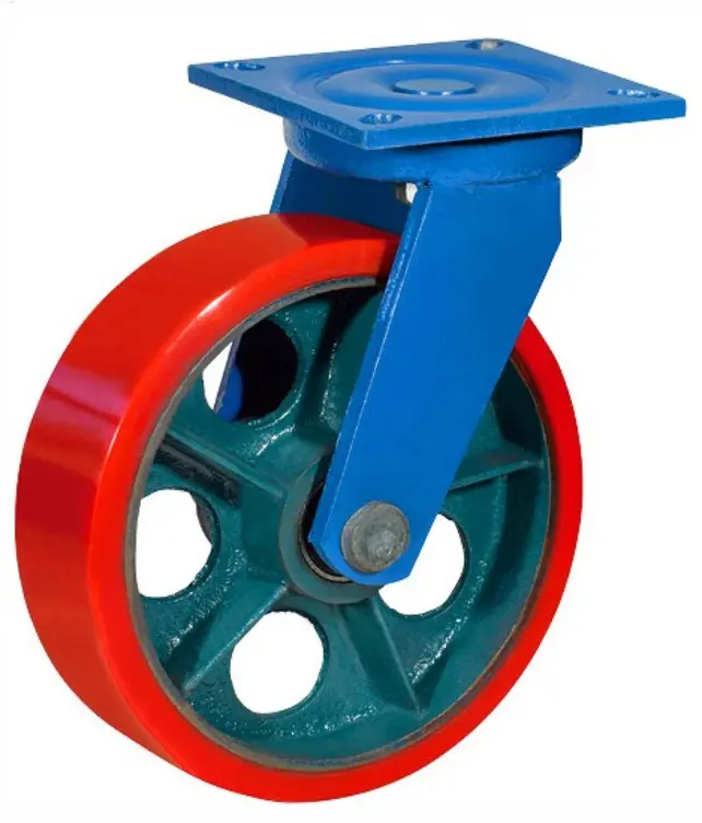 Сверхбольшегрузное полиуретановое колесо 350 мм, 3000 кг (площадка, поворотное, шарикоподшипник) - 2016S